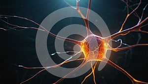 Glowing Neuron Cell Digital Illustration