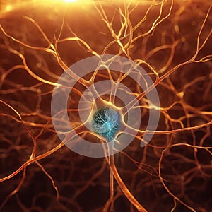 Glowing Neuron Cell Render