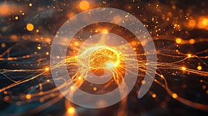 Glowing neuron network representing artificial intelligence and complex connections