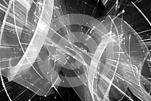 Glowing new technology in motion black and white texture