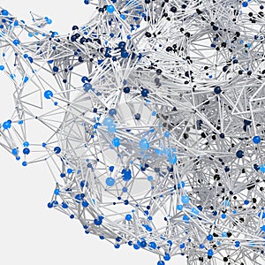 Glowing nodes with variational lines, 3d rendering