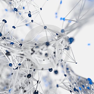 Glowing nodes with variational lines, 3d rendering
