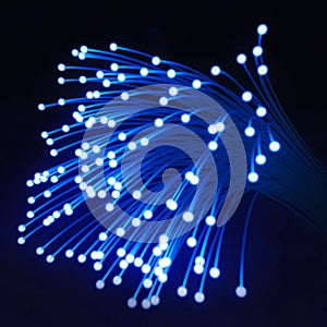 Glowing optical fiber cable or fiber optics