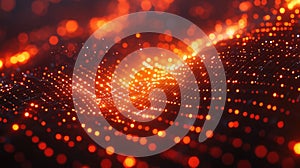 Glowing orange data network connection transmitting information