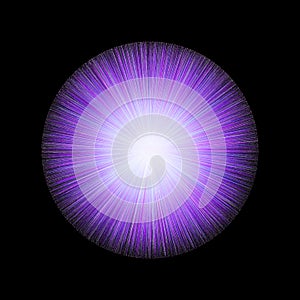 Glowing Orb With Rays Of Light On Black Background