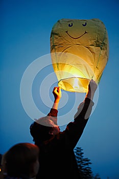 Glowing paper lantern