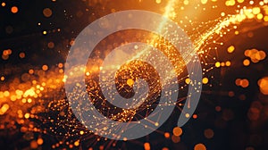 Glowing particle network forming digital abstract connection