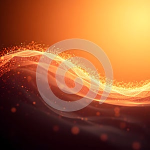 Glowing particle wave flow abstract background