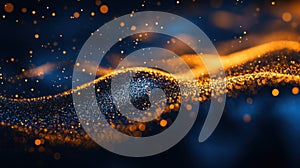 Glowing particles and waves create an abstract visual representation of energy