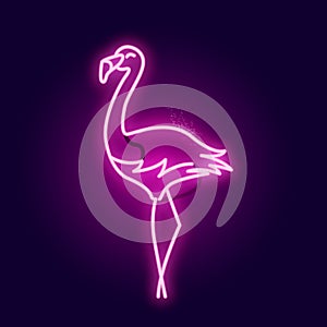 Glowing Pink Neon Flamingo Sign