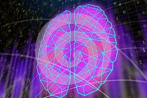 Glowing pink polygonal brain background