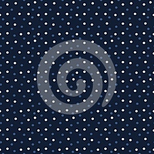 Glowing Polka Dot Texture Seamless Vector Pattern. Scattered Drawn Starry Sky