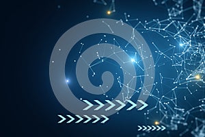 Glowing polygonal backdrop with arrows