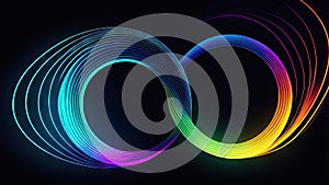 Glowing pulsating forms in vibrant hues create mesmerizing animations in a digital art display. Generative AI