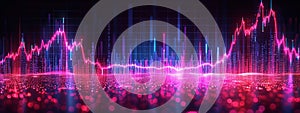 Glowing purple financial and crypto graph Abstract modern web banner