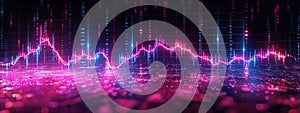 Glowing purple financial and crypto graph Abstract modern web banner