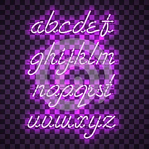 Glowing Purple Neon Lowercase Script Font