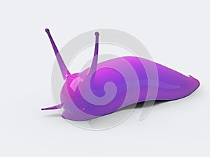 Glowing purple slug on white background