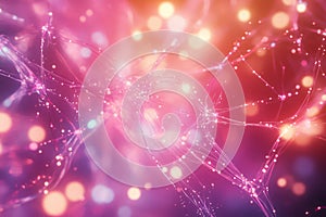 Glowing quantum particles forming an interconnected data network, cyber-inspired AI-driven