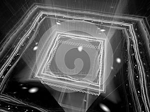 Glowing quantum processor black and white texture