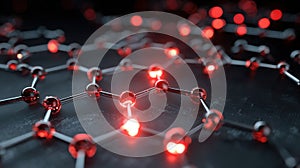 glowing red atom network structure