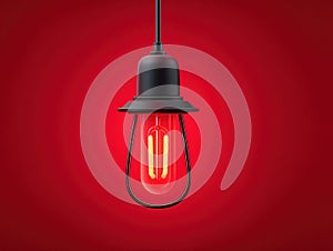 a glowing red Christmas bulb