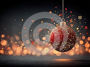 a glowing red Christmas bulb