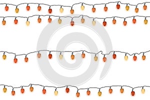 Glowing red Christmas garlands.