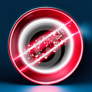 Glowing red circle with stars on the blue background. Vector illustration. generative AI