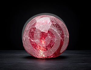 Glowing red crystal sphere on dark background