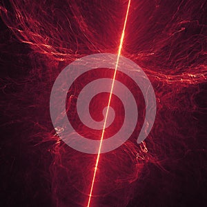 Glowing red curved lines over dark Abstract Background space universe. Illustration