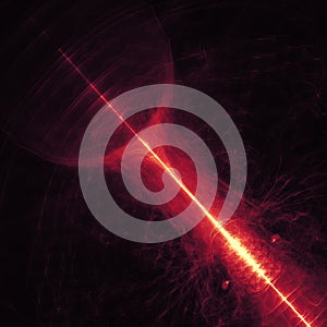 Glowing red curved lines over dark Abstract Background space universe. Illustration