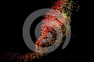 Glowing red fiber optics on dark background