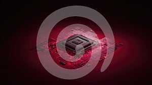 Advanced Microprocessor Circuit Board with Glowing Red Lights AI, Technology, Computing