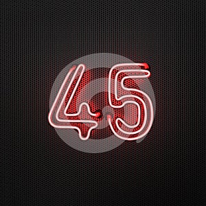 Glowing red neon number 45 celebration