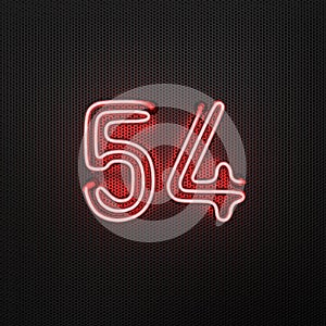 Glowing red neon number 54 celebration