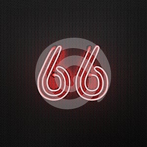 Glowing red neon number 66 celebration