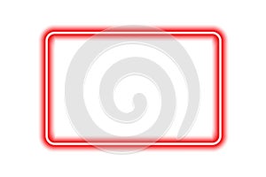 Glowing red neon rectangle frame frame with rounded edges, illuminate electric frame, glowing neon light border, led neon lamp
