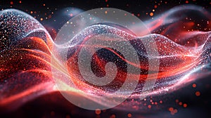 Glowing Red and White Particle Whirlpools. Generative AI photo