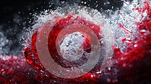 Glowing Red and White Particle Whirlpools. Generative AI photo