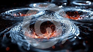 Glowing Red and White Particle Whirlpools. Generative AI photo