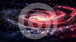 Glowing Red and White Particle Whirlpools. Generative AI photo