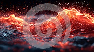 Glowing Red and White Particle Whirlpools. Generative AI photo