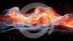 Glowing Red and White Particle Whirlpools. Generative AI photo