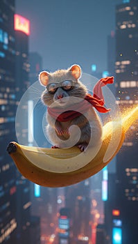 Glowing Ride: A Hamsterâs Banana Airship Adventure photo