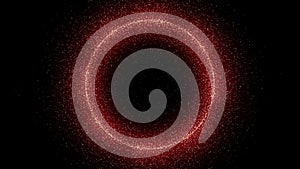 Glowing ring of red particles on dark background. Abstract animation use vertically and horizontally. Can be used with