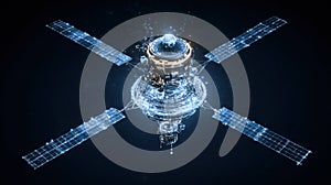 glowing satellite in deep space