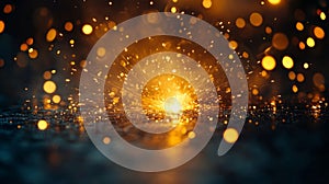 Glowing Sparks Exploding On Dark Surface