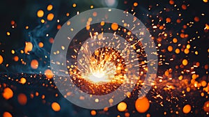 Glowing Sparks Exploding From Metal Welding