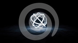 A glowing sphere of white light against a black background.